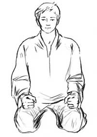Рис. 94. Упражнение №1. Ваджрасана (Сейдза). Позиция рук «кулаки на бёдрах».